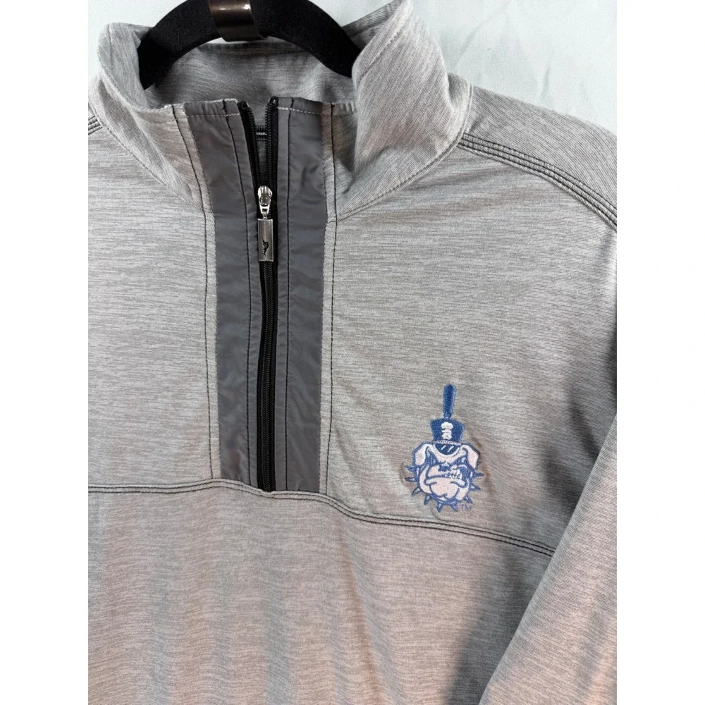 Tommy Bahama IslandZone Mens Small Gray Quarter Zip Pullover Citadel Mascot Top